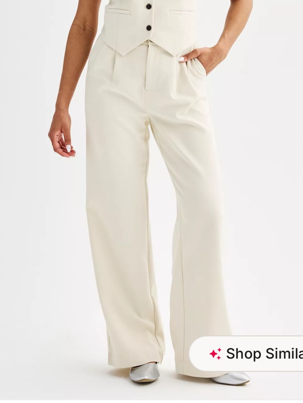 SO Wide-Leg High-Rise Trousers in Off-White